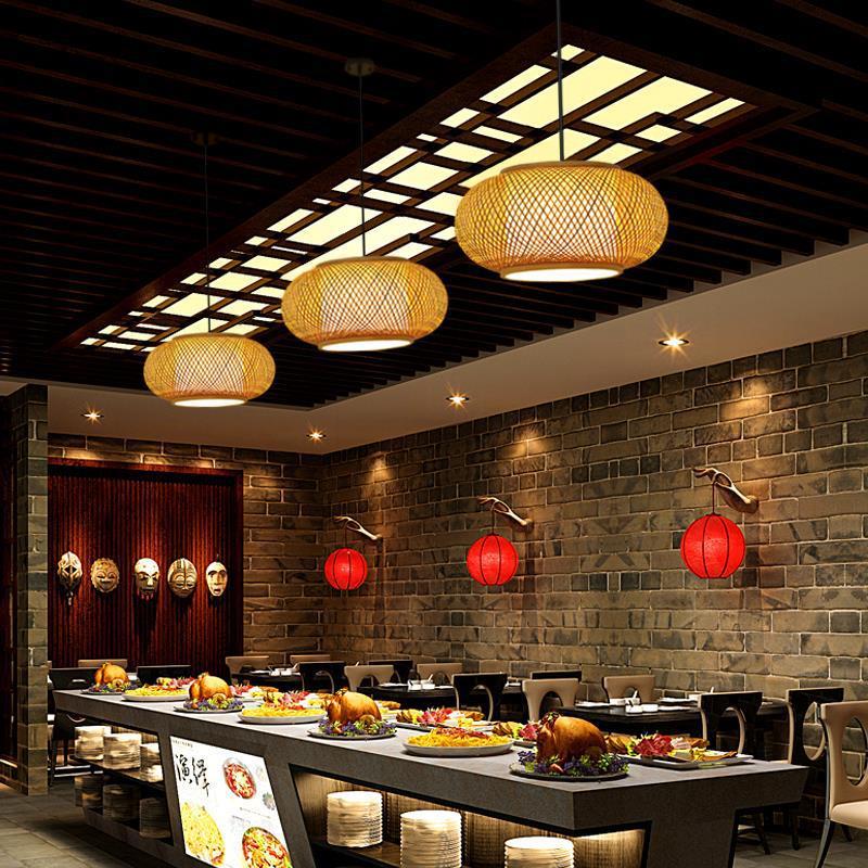 Japanese chandelier restaurant light tatami light new Chinese bamboo lamp zen light tea room light Chinese style bamboo art lighting