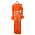fashion new arrival european and american women's clothing sexy handmade knitting beach skirt cut out imitation mink fur tassel long skirt