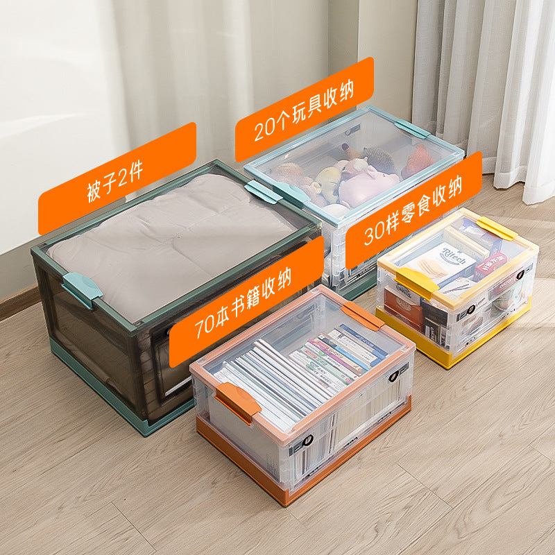 Storage Box Household Plastic Clothes Wardrobe Organizing Box Transparent Foldable Storage Box Snacks Toys Clothing Books