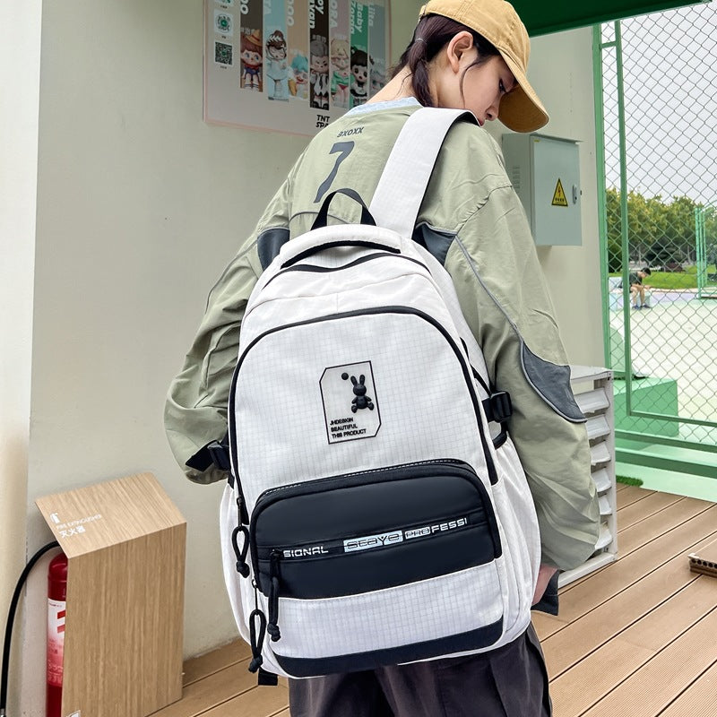 New large-capacity high school backpack, student schoolbag, simple female college bag, casual versatile travel backpack