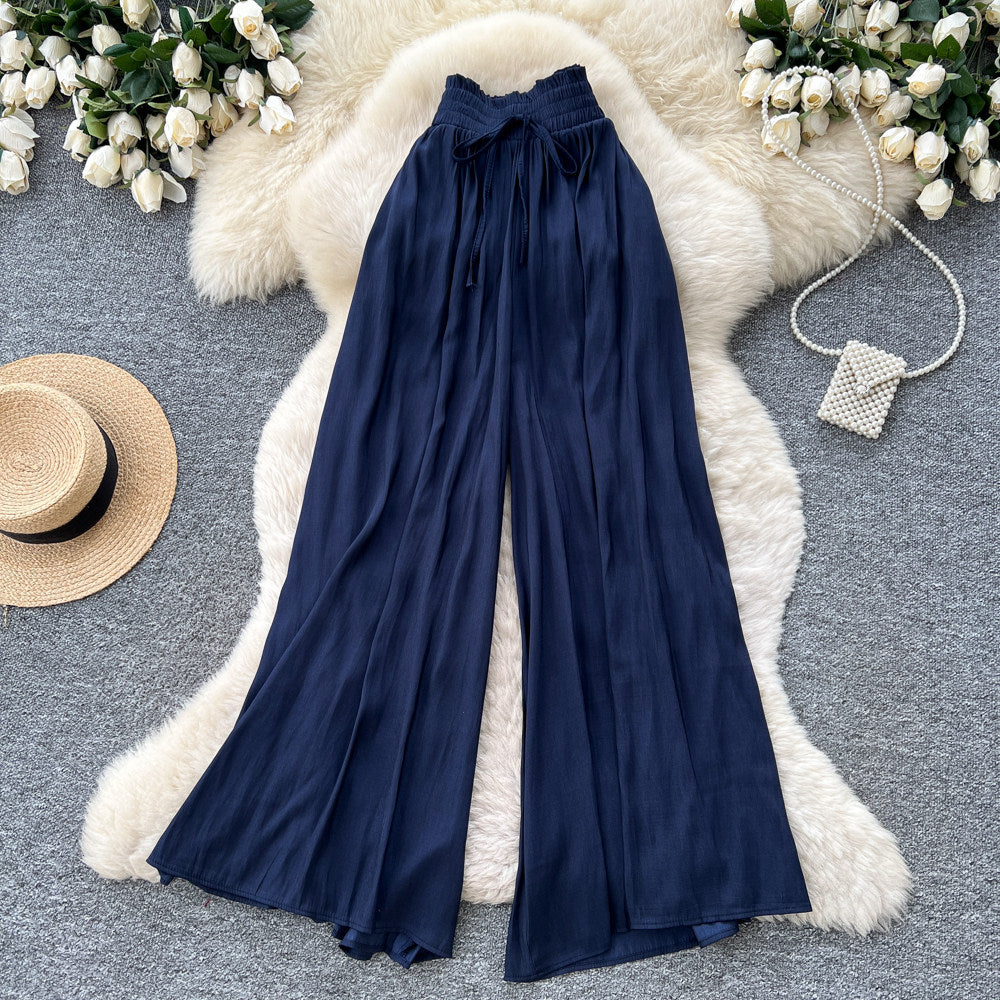 K-stylework clothing style high waistloose pants women's lazy style drapedloose flesh-covering elastic waisteasiest for matchcasualpants