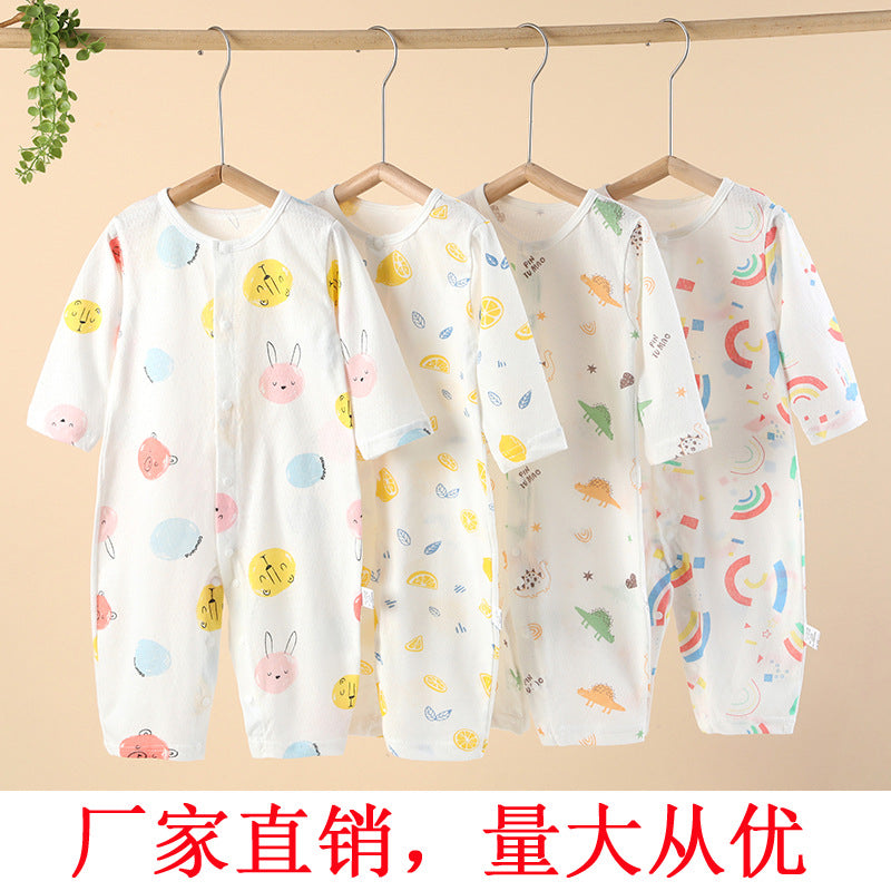 Newborn baby rompers - lightweight spring/summer long-sleeve sleep suits & crawling outfits