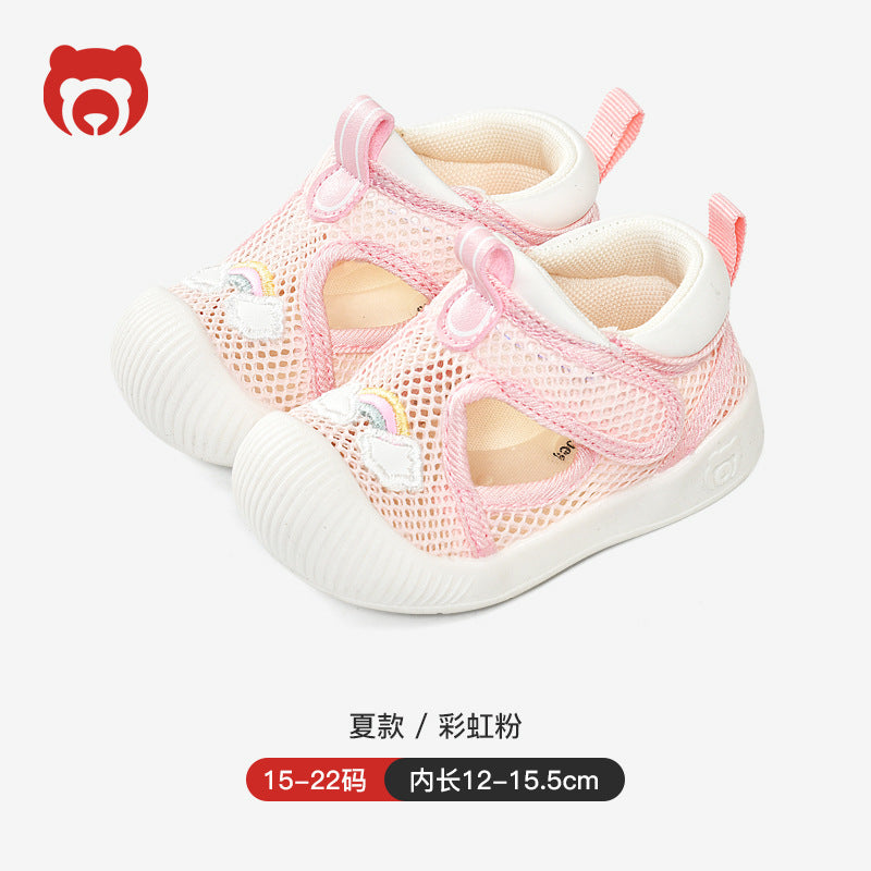 Baby sandals for boys, summer first walker shoes, 0-1-2 years old infant anti-slip soft sole mesh shoes for babies and toddlers, baby girl shoes