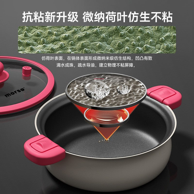 New low-pressure non-stick soup pot, brand new, uncoated, multi-functional, large capacity, micro-pressure cooker, stove-top compatible, wholesale gift option