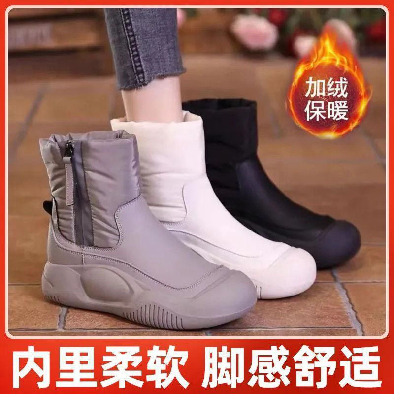 Popular snow boots women's 2024 new winter women's Martin boots thickened cotton shoes women's velvet warm non-slip short boots women