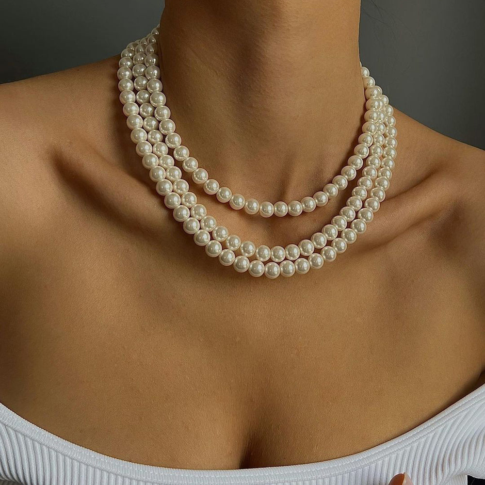 Wholesale faux pearl necklaces - european & american cross-border fashion, vintage jewelry, women's luxury, niche, high-end choker collars