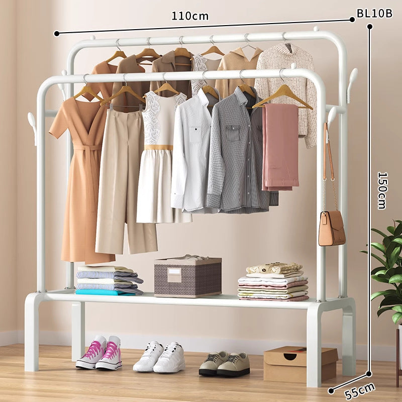 Clothes hanger floor-standing bedroom for home double-pole clothes drying rack clothes rack indoor clothes coat rack thickened balcony clothes pole
