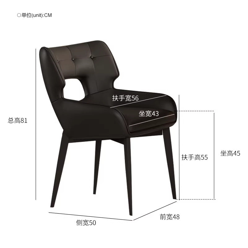 Italian normcore genuine leather dining chair for home backrest desk armchair restaurant owner chair designer robert chair