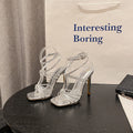 2025 summer rhinestone-embellished heart strap high heel mules - versatile square toe sandals with a wine glass heel
