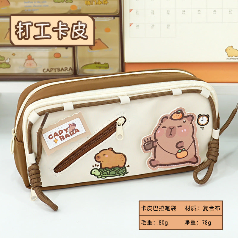 2025 Pain bag pencil bag New girls niche cute high-value burger Large capacity stationery box DIY stationery bag