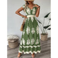 cross-border european and american style beach dress - vacation-inspired printed maxi dress - tiktok/ trend