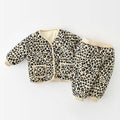 Newborn baby cotton outfit set - fleece-lined lightweight cotton two-piece winter set - korean style fashion set for baby girls