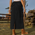 American cross-border foreign trade unique  new arrival drawstring elastic waist workwear skirt casual mid-length skirt trendy women
