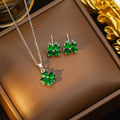 popular zircon-inlaid four-leaf clover necklace accessible luxury niche women's fashion non-fading clavicle chain earrings jewelry set