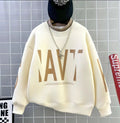 winter new arrival: mid-to-large size children's fleece-lined, extra-thick letter print trendy sweatshirt - boys' warm and cold-proof pullover
