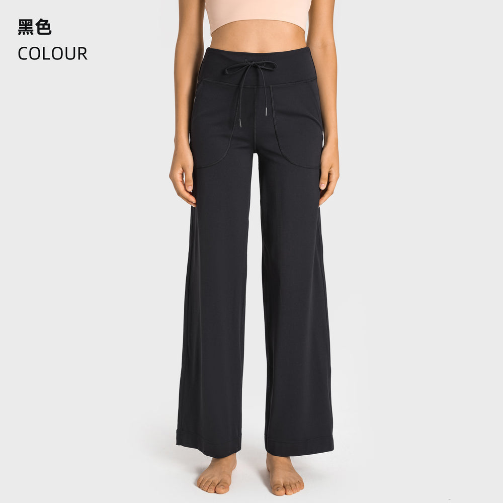 New breathable loose fit wide leg pants with large pockets - women's activewear yoga pants - casual long pants dl336