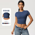 Patchworkcasualeasiest for match tight short-sleeved yoga clothes for women running fitness pilates sports quick-drying t-shirt tops