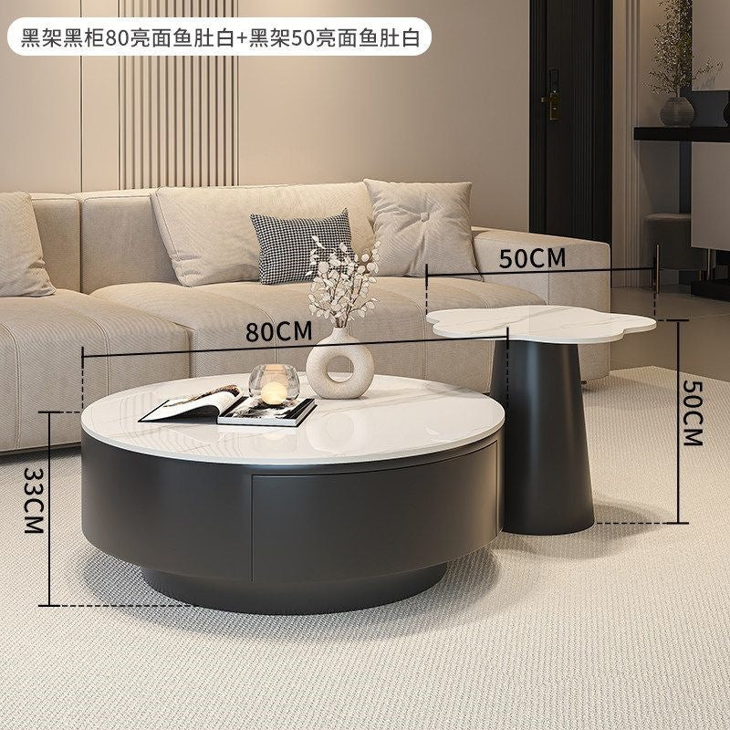 Round slate coffee table combination living room for home italian normcore tea table large and small apartmentaccessible luxuryclassy sense tea table