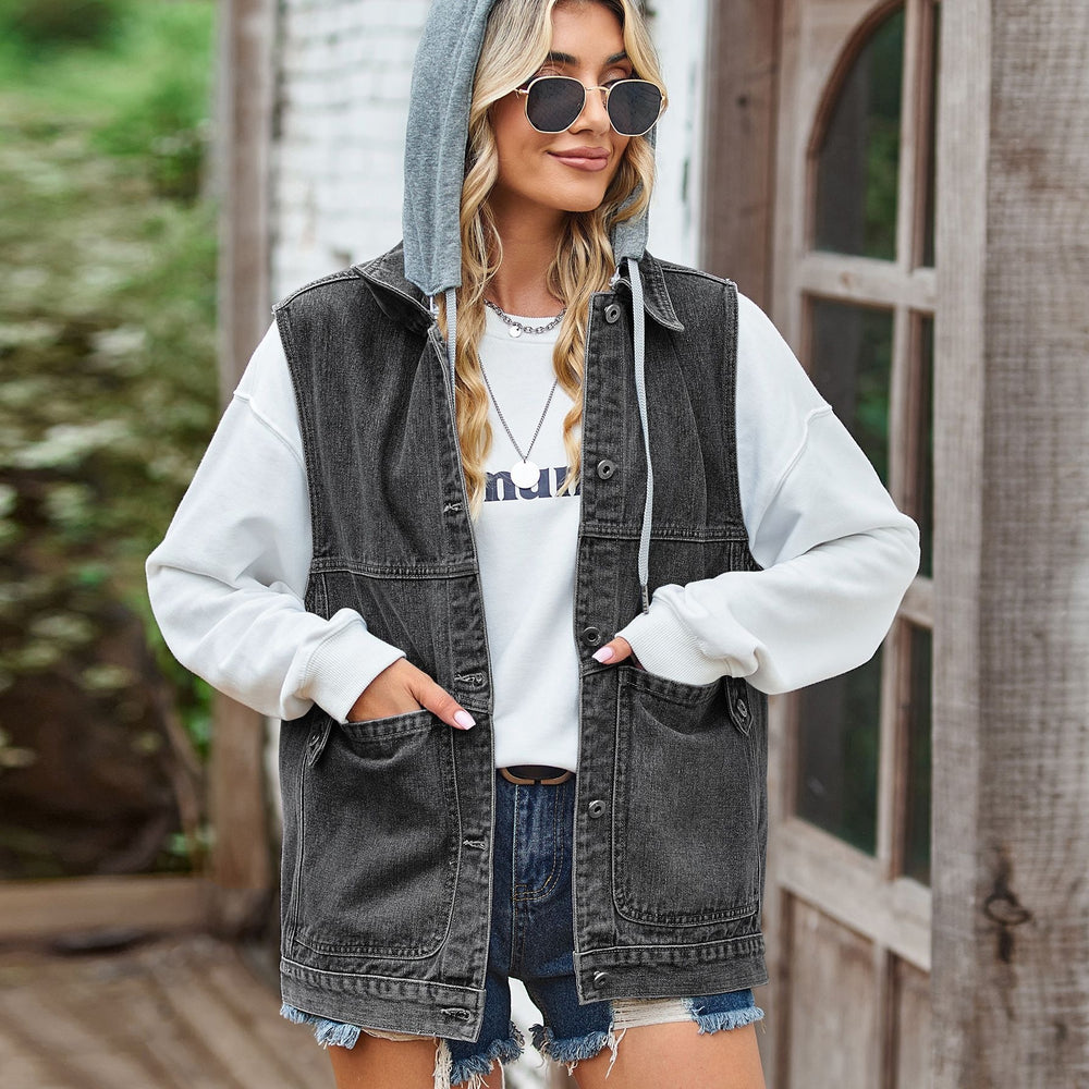 european and american clothing cross-border e-commerce  new loose denim vest waistcoat casual tank top  trend