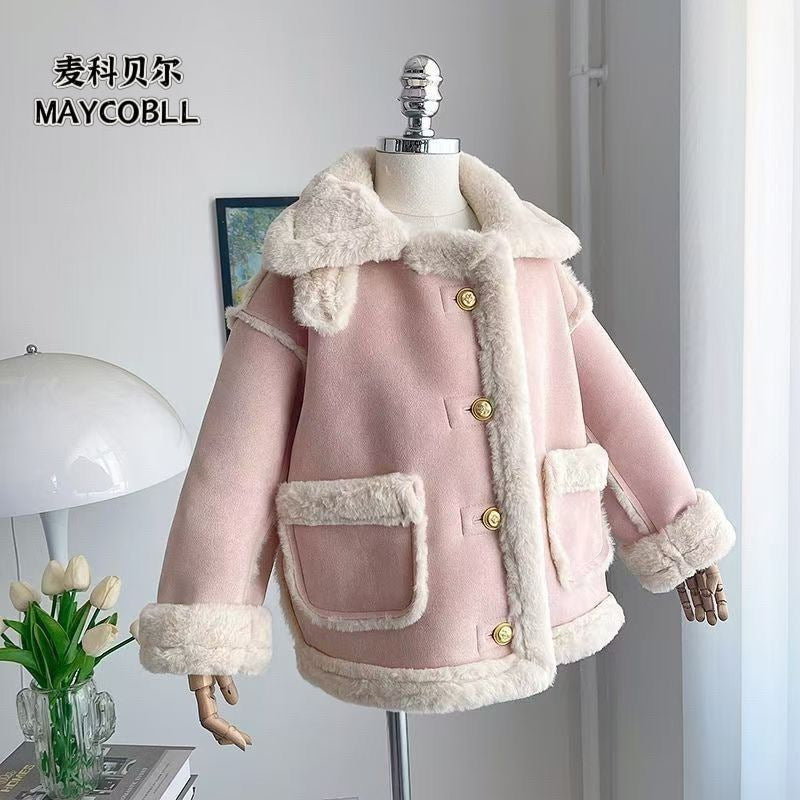 Girls' outerwear: new  autumn/winter collection - fleece-lined, extra thick kids' tops, stylish faux fur baby all-in-one winter coats