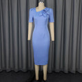 fashion 3d floral short sleeve dress - european & american style high waist bodycon party gown dress