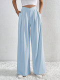 spring/summer new arrival: cross-border  fashion - european & american style commute-ready pleated wide-leg casual trousers, loose fit long pants