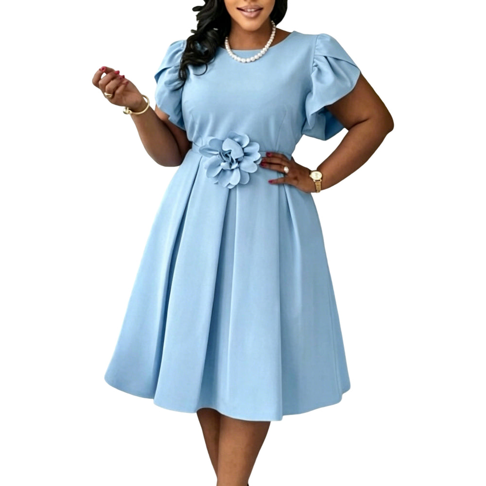 D3370 cross-border  fashionexportrufflesnew arrivalstereo flower large size women's african dress