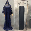 Special offer: african women's lace loose plus size robe dress with flared sleeves, fashionable long dress with matching headscarf