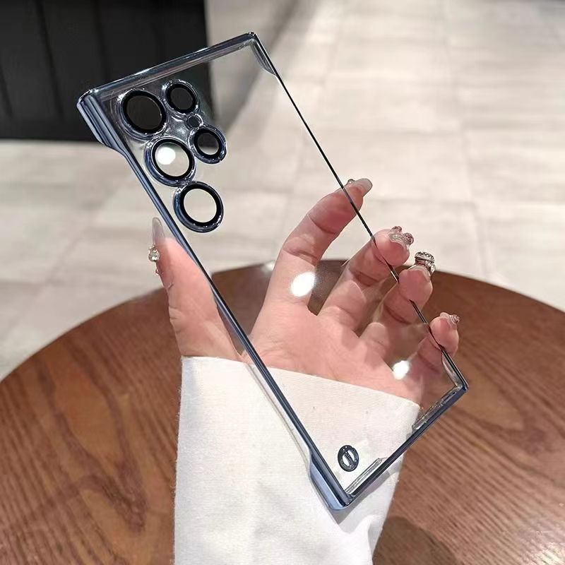 Transparent ultra-thin electroplated magnetic case for samsung s26 ultra, s23 frameless hard case, s24 lens protection case