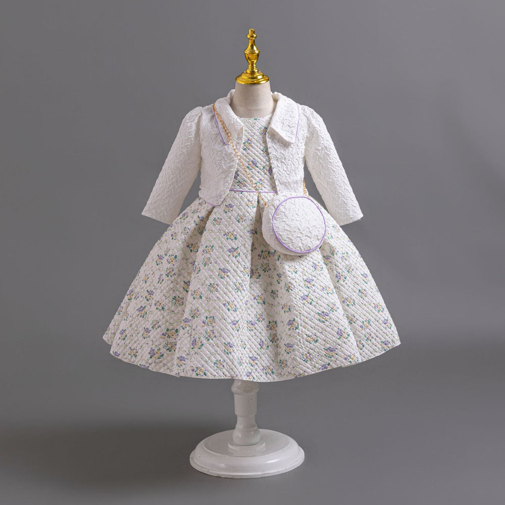 New arrival: three-piece children's formal outfit - chiffon long-sleeve princess dress for girls, perfect for birthday parties and baby showers
