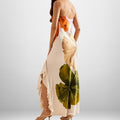 european and american style women's summer dress - ins casual vacation loose fit placement print dress