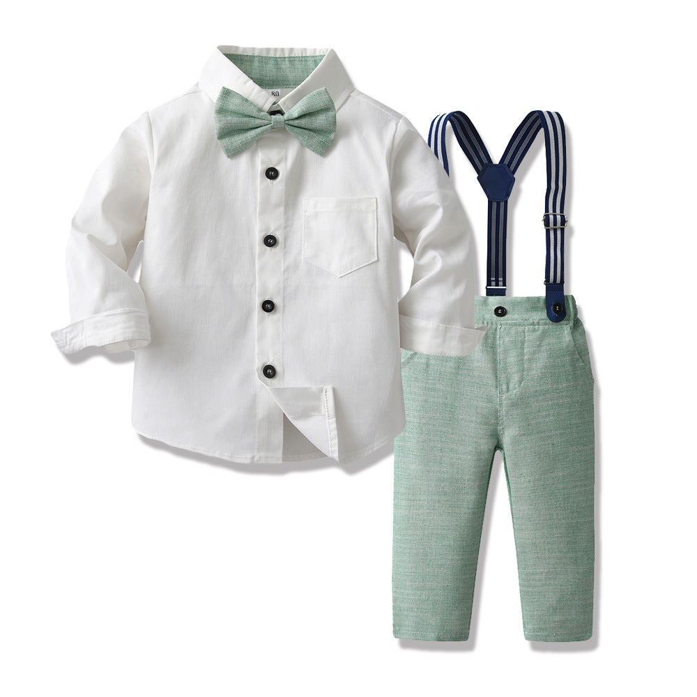 Factory new children's clothing sets: white shirt, overalls, bow tie - perfect for baby's first birthday and special occasions