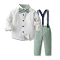 Boys' spring outfit korean style long-sleeve shirt and overalls gentleman's formal wear for children's first birthday celebration