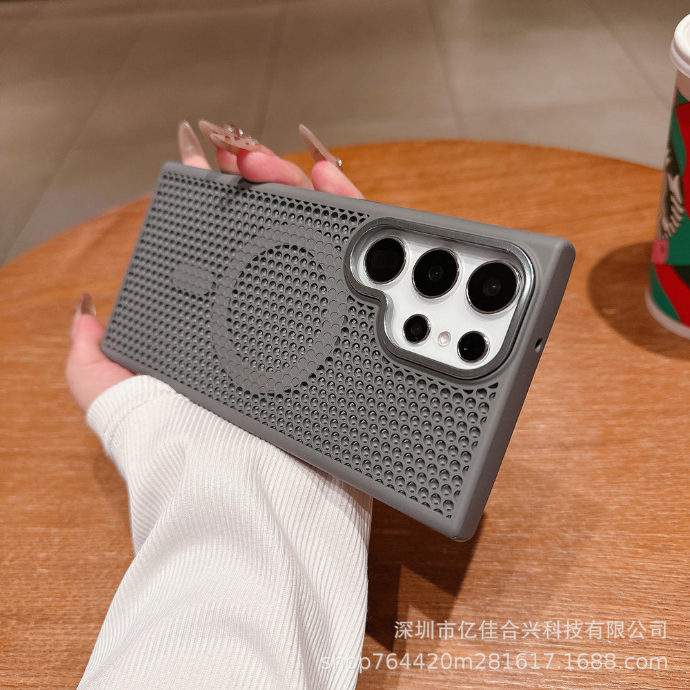 Premium mesh cooling magnetic case for samsung s26 ultra, honeycomb breathable mesh, skin-feel anti-drop for s24/s23
