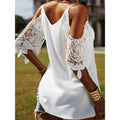 summer new european and american style lace off-the-shoulder v-neck camisole loose casual top women's clothing