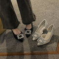 Women's high heels: new summer 2025 collection - niche design, french pointed-toe pumps, stiletto heels, chanel-inspired rhinestone embellishments