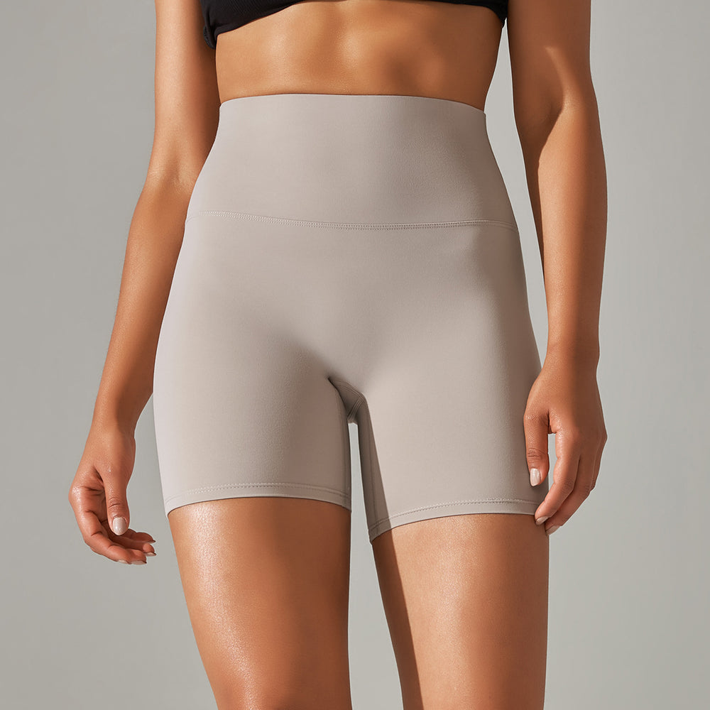 New arrival no awkward line nude high waist yoga pants women's double-sided brushed peach butt tight sports three-quarter pants