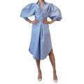 Amazon cross-border summer new french elegant design button-down lantern sleeve irregular hem dress