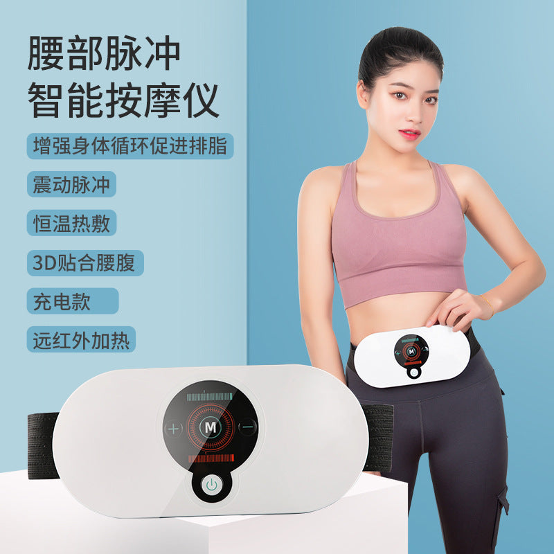 Heated abdominal massager - therapeutic vibration, slimming pulse, waist warmer, uterus soothing, smart therapy device with hot compress
