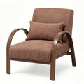 Wide armrest - brown chenille + walnut frame