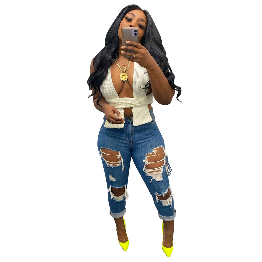 e-commerce supply  women's clothing cross thick knitted topssexysweater vest all year roundneutral