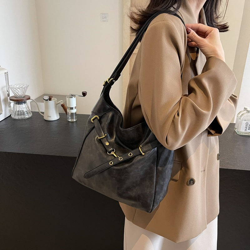 Cross-border 2025 new Maillard large-capacity shoulder bag autumn and winter versatile backpack women's commuter tote bag