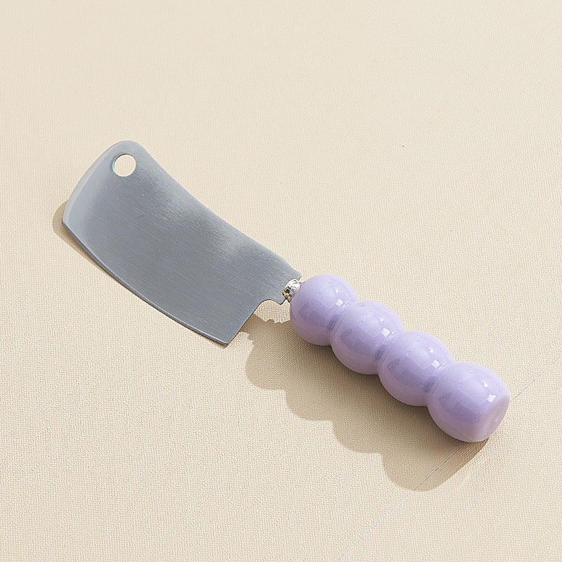 Creamy style thickened ceramic handle utility knife - multi-purpose, high-value fruit knife, stainless steel design dessert knife