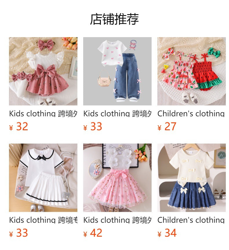 Children's clothing cross-border european and american girl suspender one-piece pants baby children's clothing suit