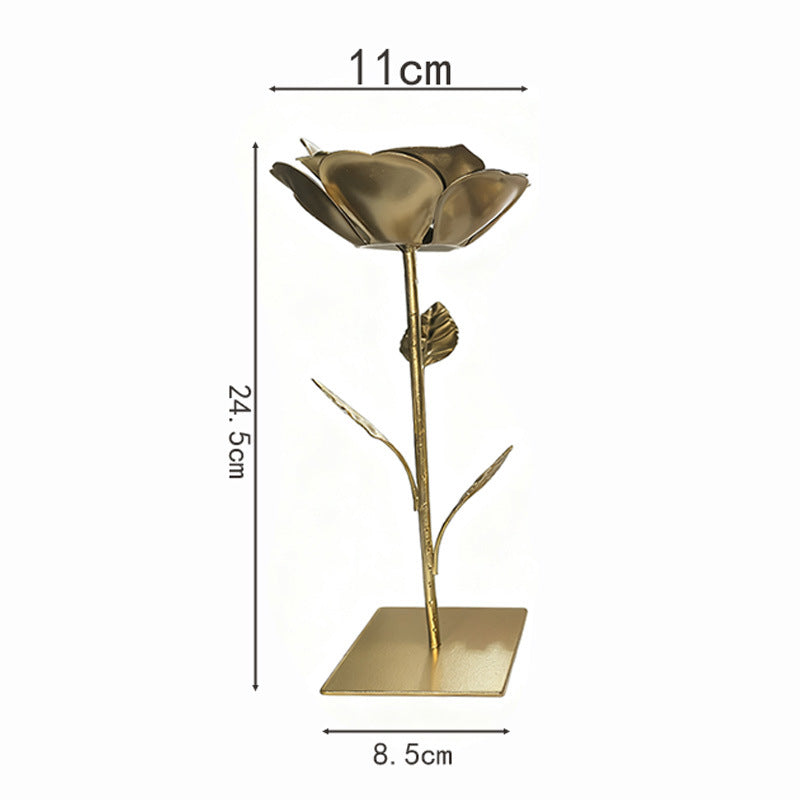 Decorative tea light candle holder, iron art floral design, rose gold candlestick, modern tea light candle holder, suitable for kitchen