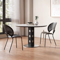 Vintage-style solid wood round dining table - converts to rectangular function table - space-saving rock slab table for small apartments