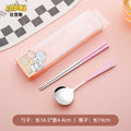 Cartoon 304 stainless steel chopsticks and spoon set - kids' dinnerware with original beerus collaboration design - wholesale