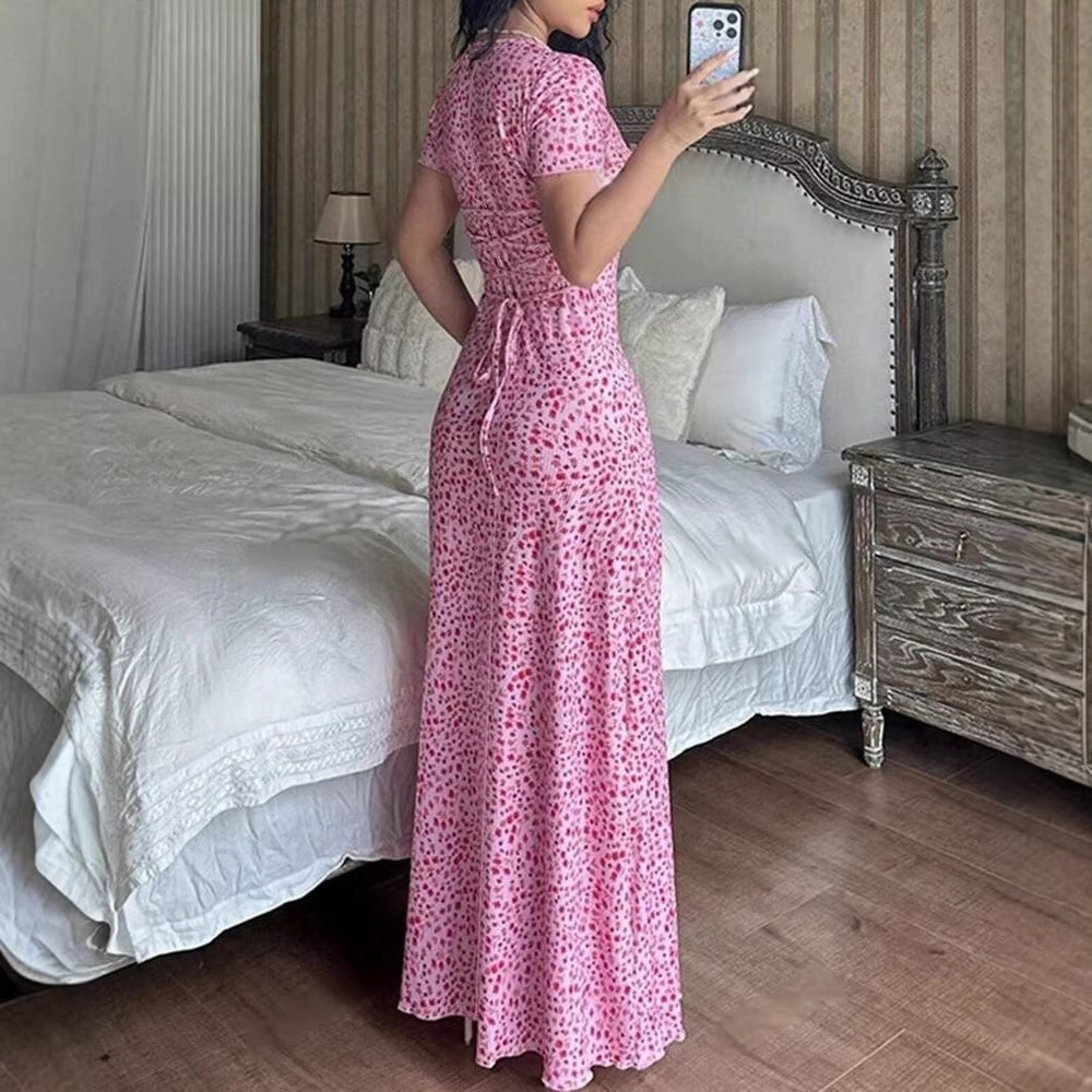 Women's apparel: hot-selling styles for cross-border e-commerce on , tiktok shop, and  - new fashionable printed u-neck back-tie dresses for summer