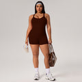 European and american style plus size yoga bodysuit - summer stretch tummy control peach lift one-piece workout jumpsuit - new women's collection