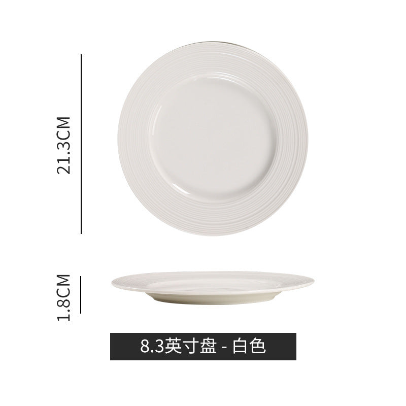 Nordic creative ribbed western dinner plate steak plate home decor high-value ins ceramic shallow plate artistic business plate